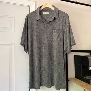 NIFTY GENIUS grey men’s terry cloth popover polo‎ short sleeve shirt